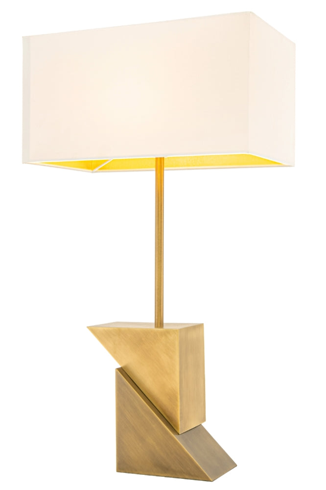 VORELLI® Arvanta brass statement table lamp with off-white shade