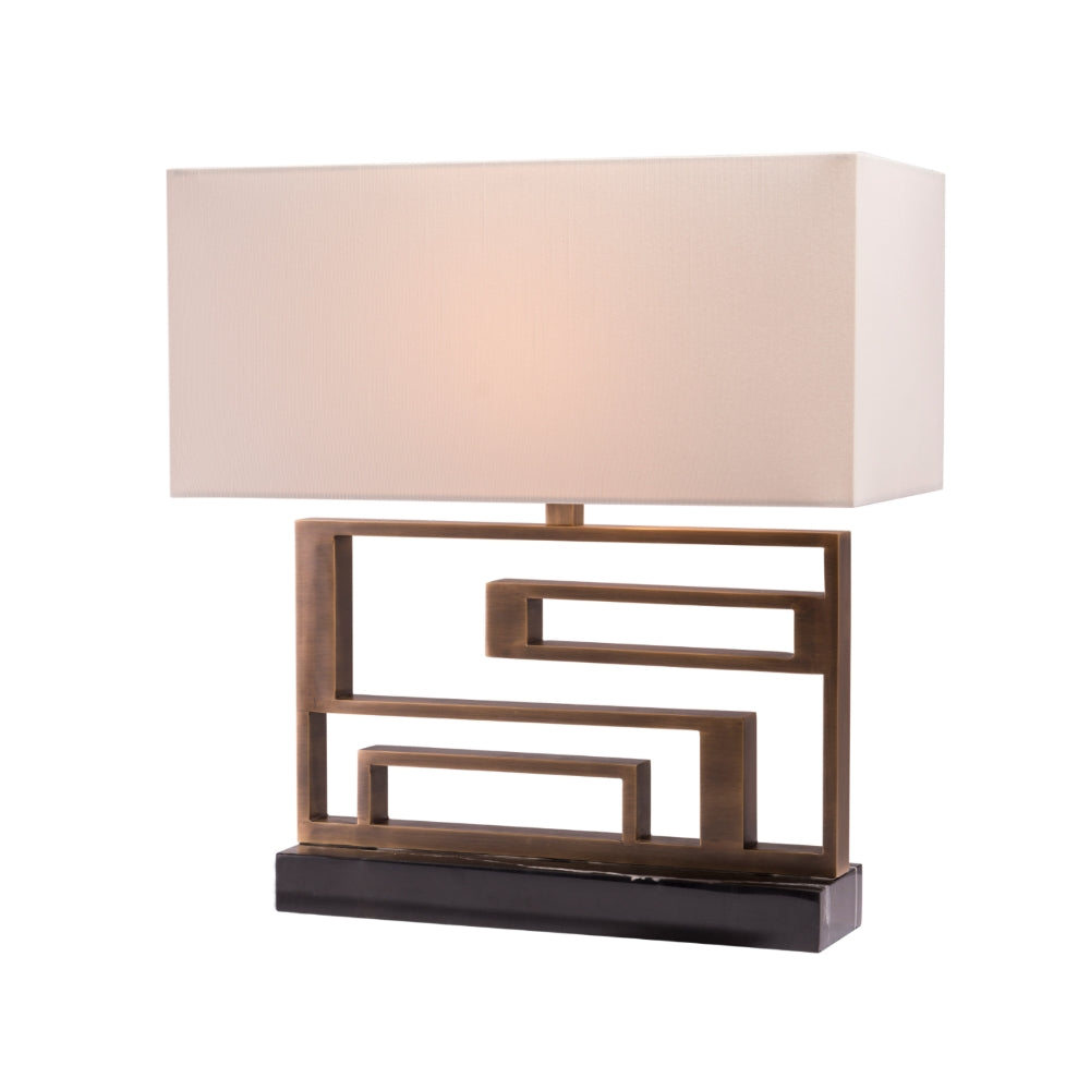 VORELLI® Arvanto brass geometric table lamp with black marble base
