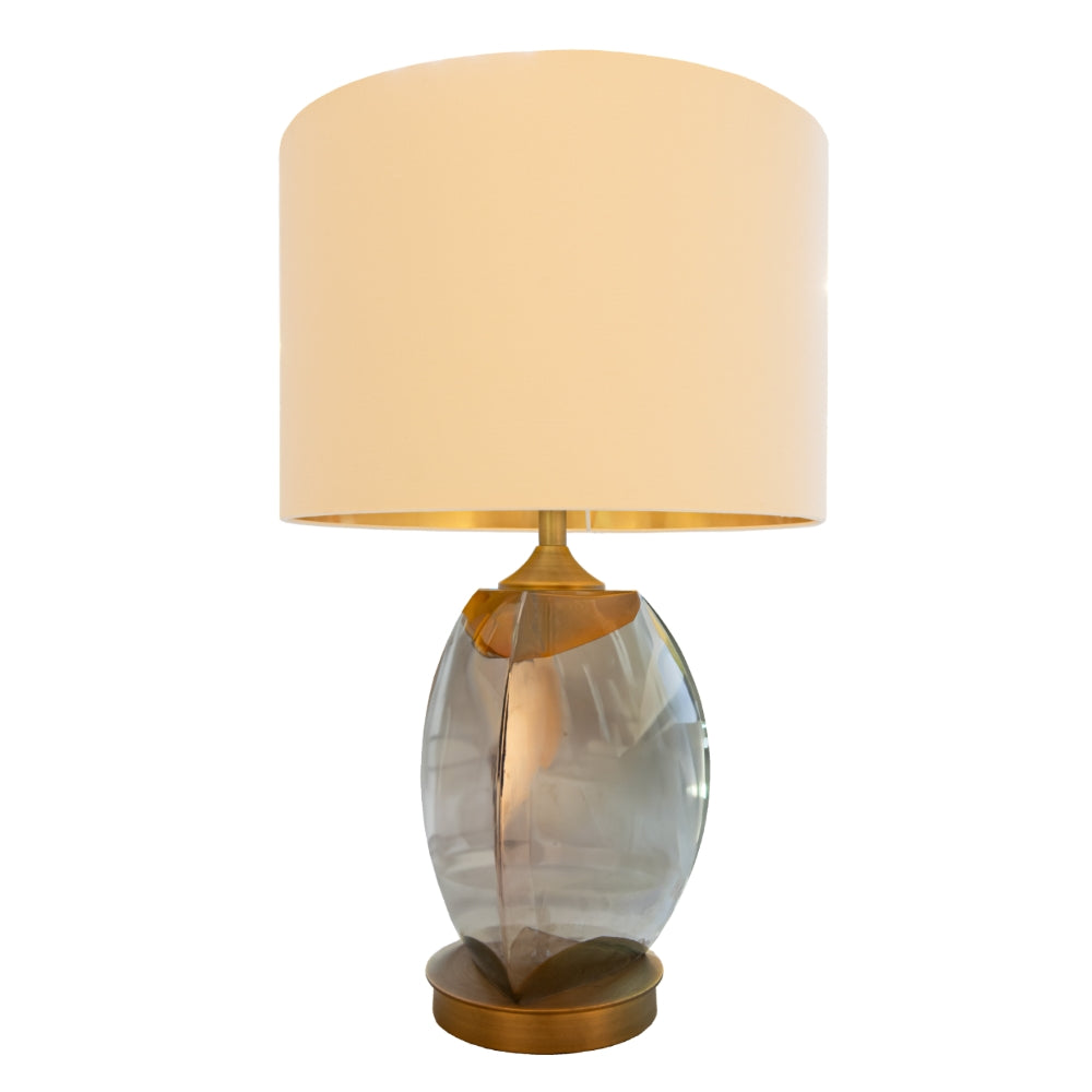 VORELLI® Arvessa smoke glass and brass table lamp