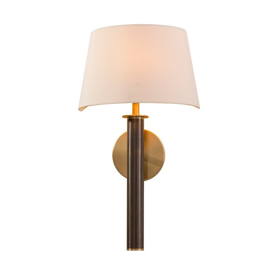 VORELLI® Arvino antique brass wall light with off-white fabric shade