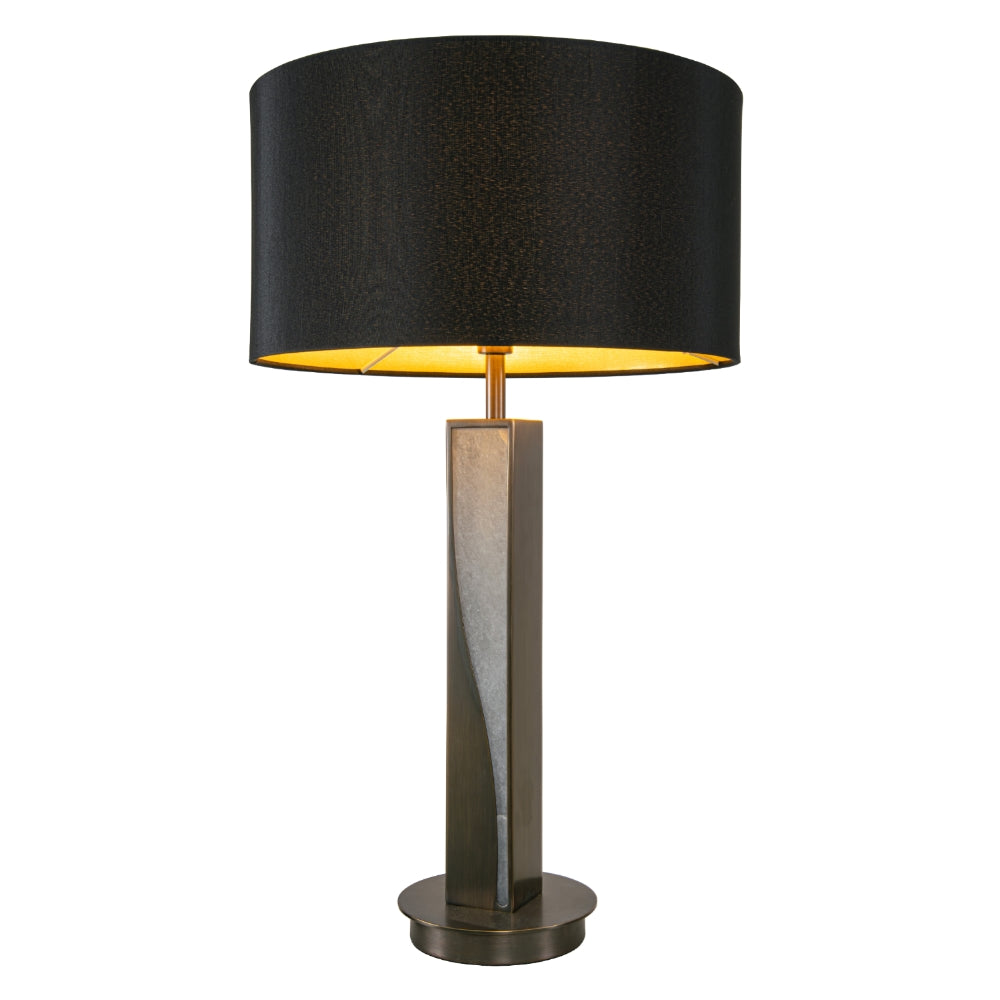 VORELLI® Arzano alabaster and bronze table lamp with black fabric shade