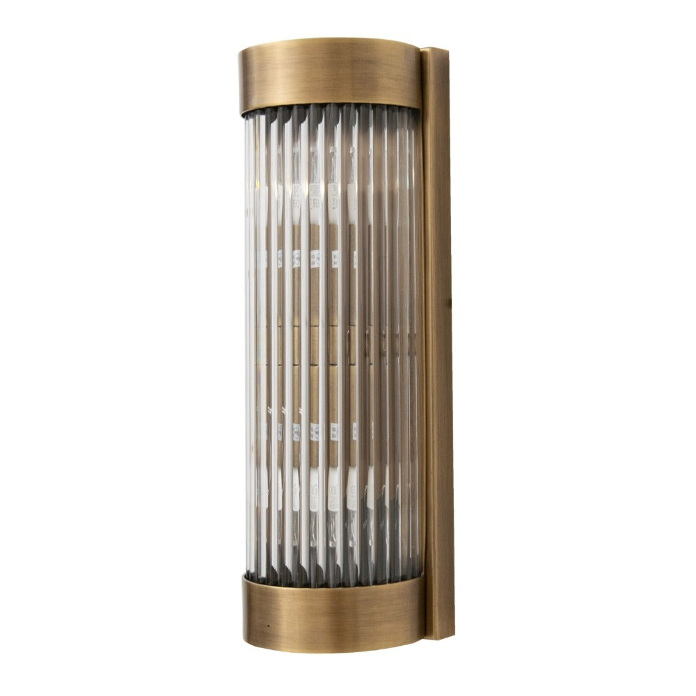 VORELLI® Aurelio antique brass wall light with ribbed glass