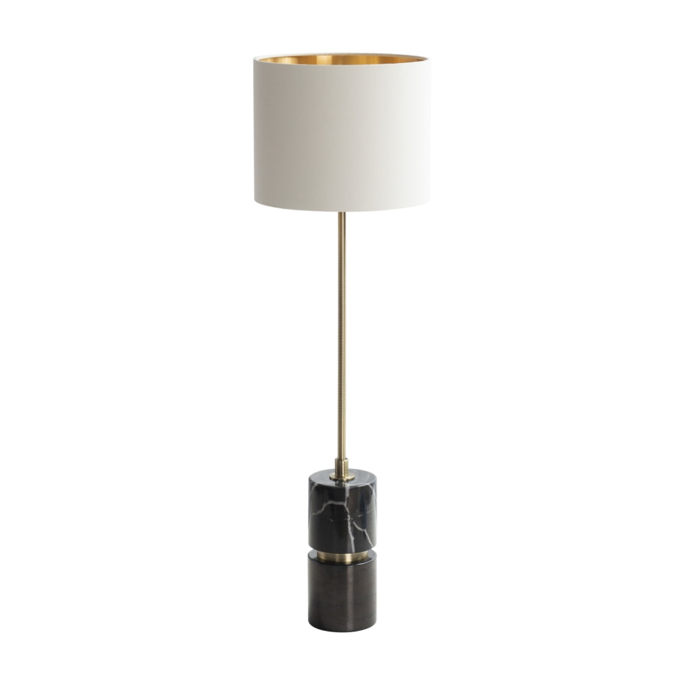 VORELLI® Aurevia black marble and antique brass slim table lamp