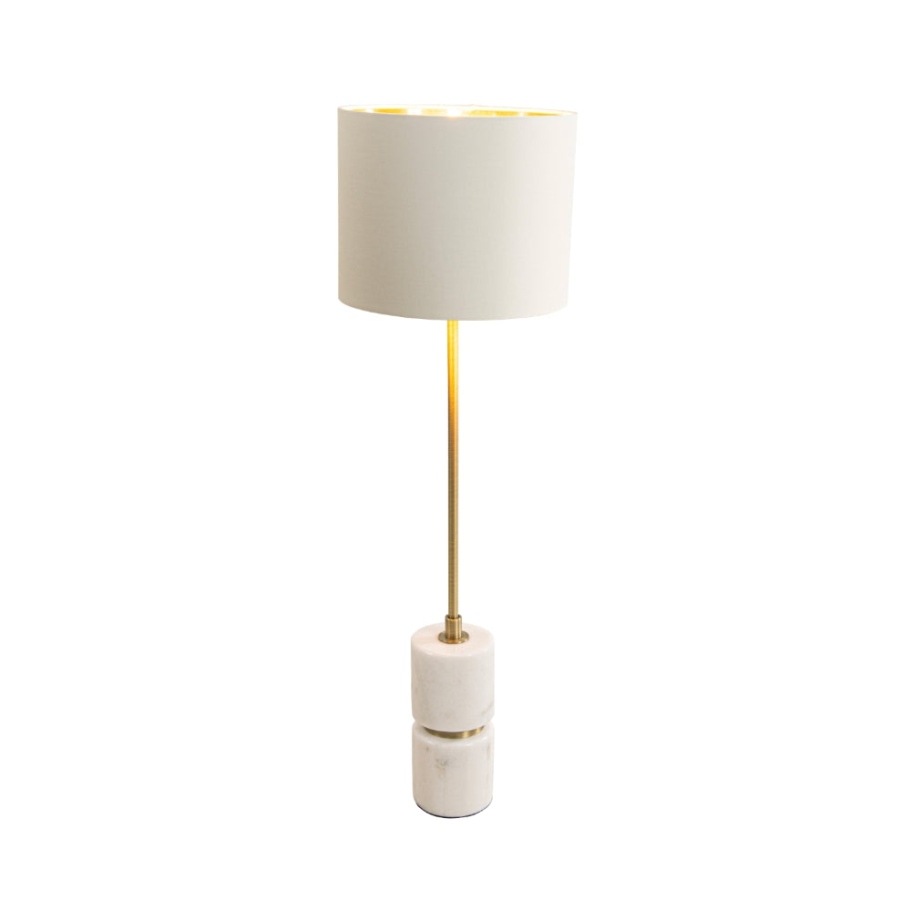 VORELLI® Aurevia white marble and antique brass slim table lamp