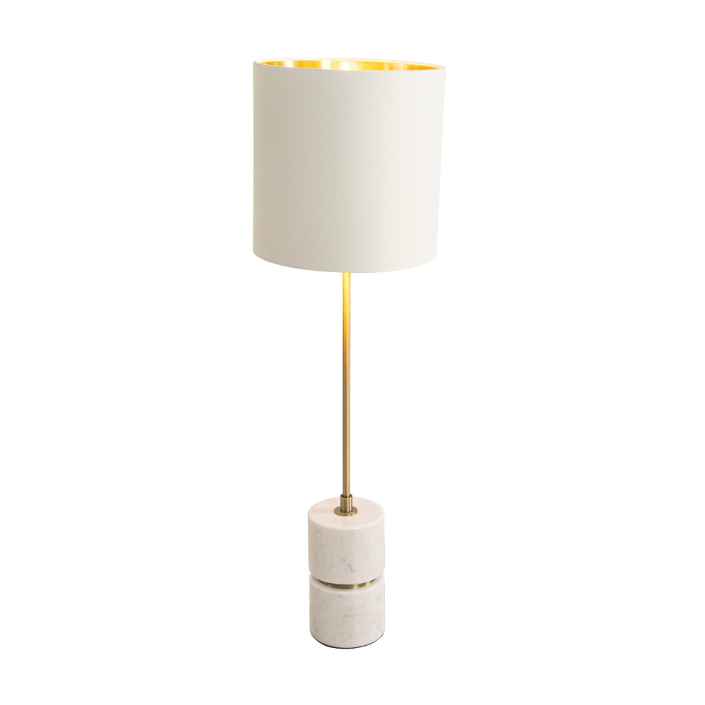 VORELLI® Aurevia white marble and antique brass tall table lamp