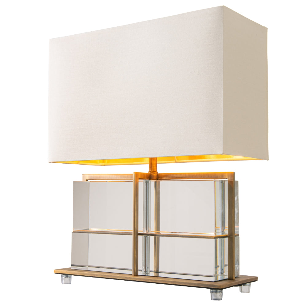 VORELLI® Aurivon brass and crystal panel table lamp