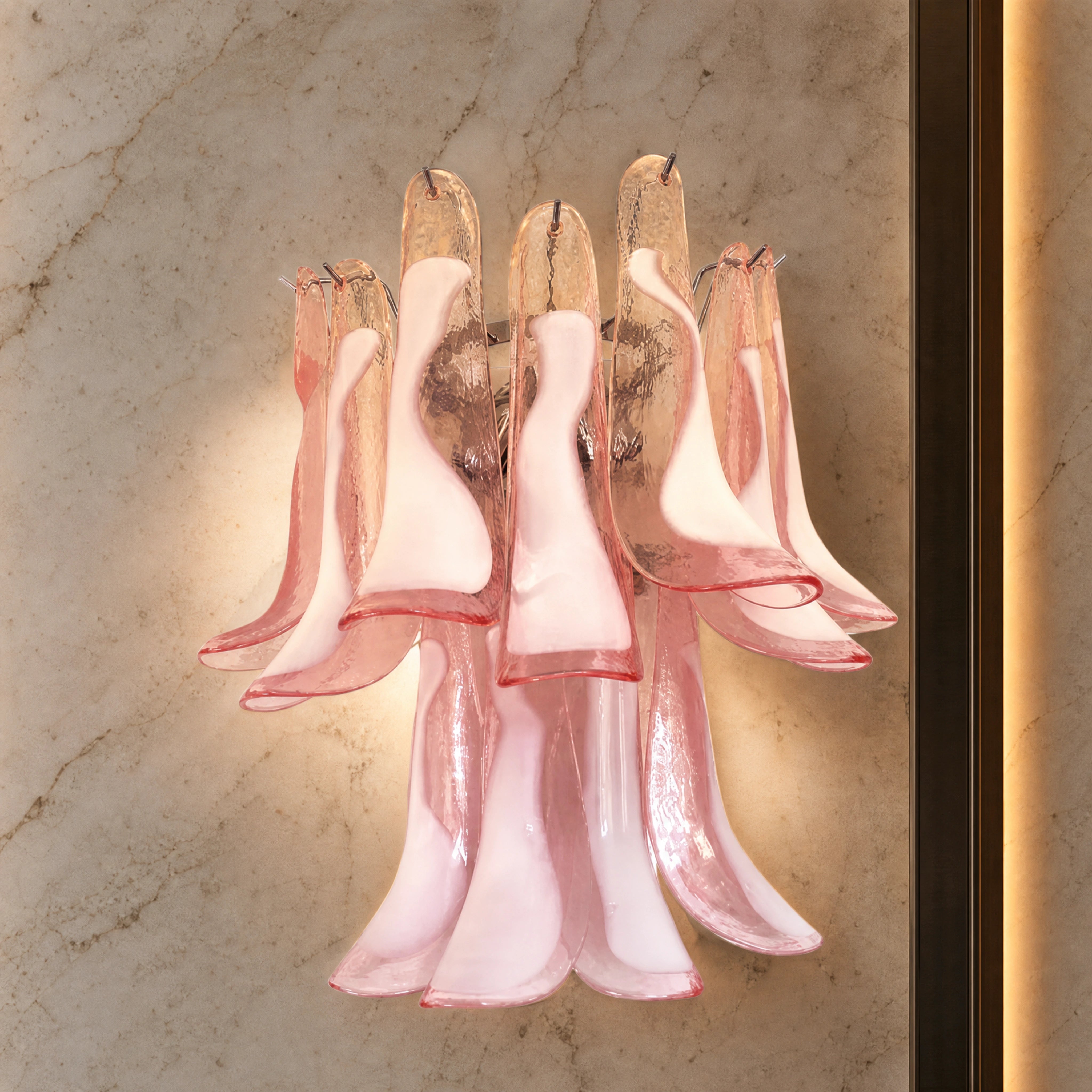Bassano Selle Murano Glass Wall Light close-up luxury lifestyle hero image by VORELLI