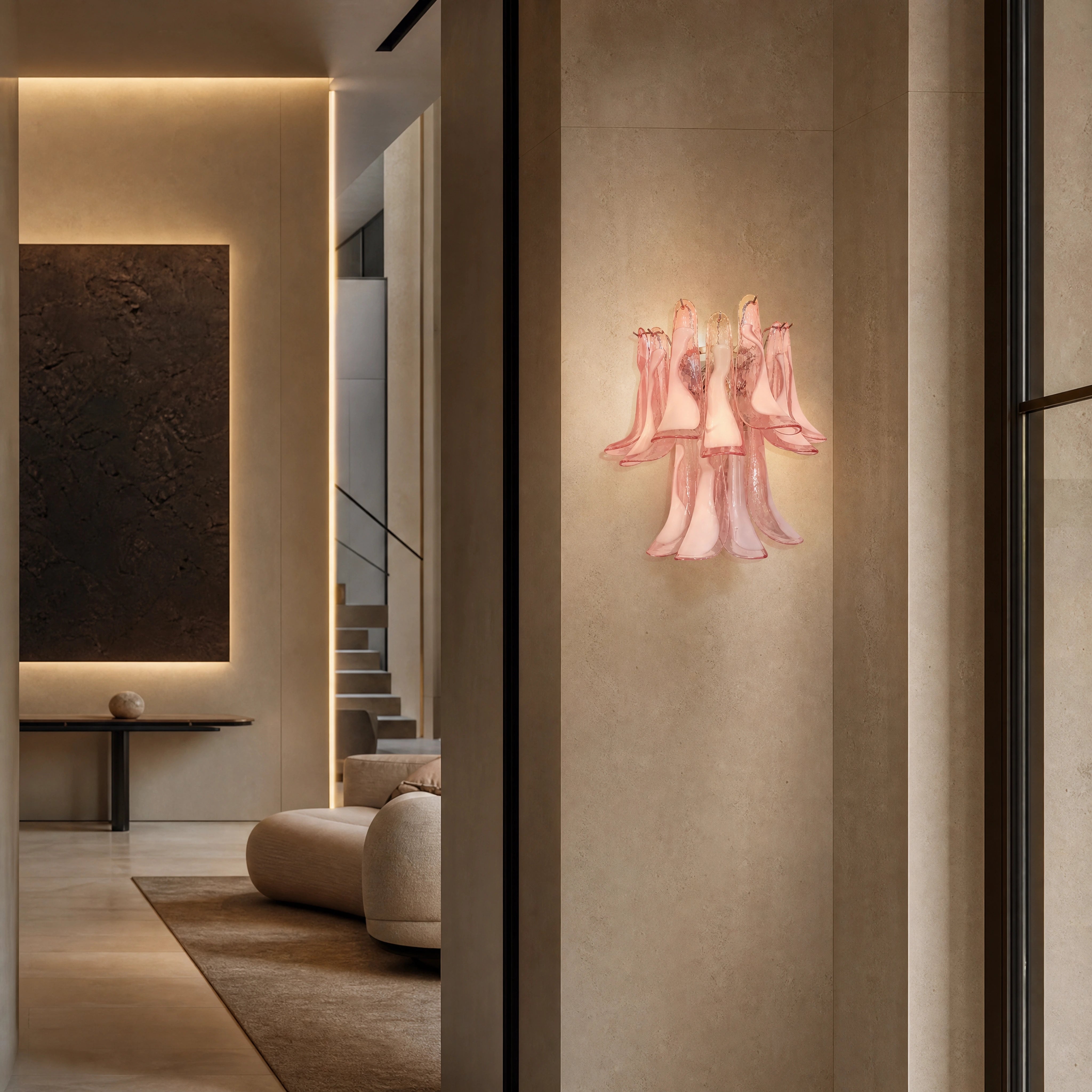 Bassano Selle Murano Glass Wall Light UHNW private residence luxury lifestyle image by VORELLI