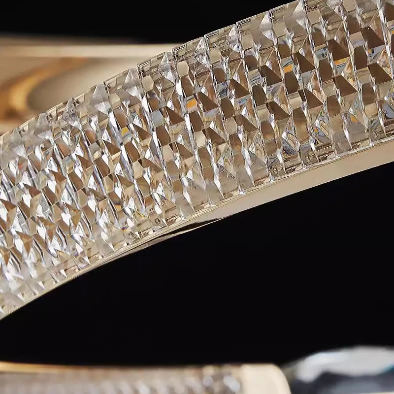Close-up showcasing diamond cut crystal detailing on the Belgravia chandelier.