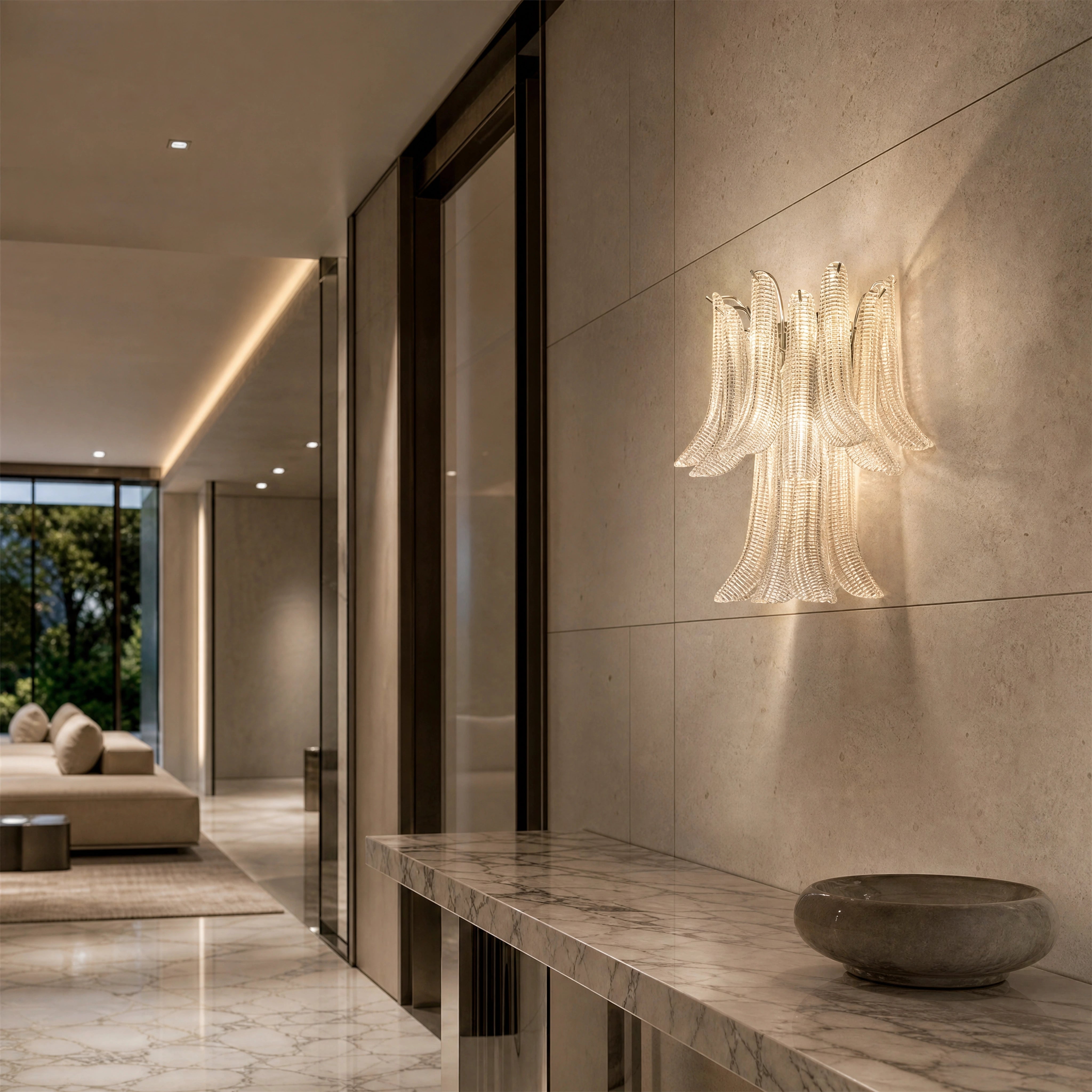 Arianna Selle Murano Glass Wall Light UHNW private residence luxury lifestyle image by VORELLI