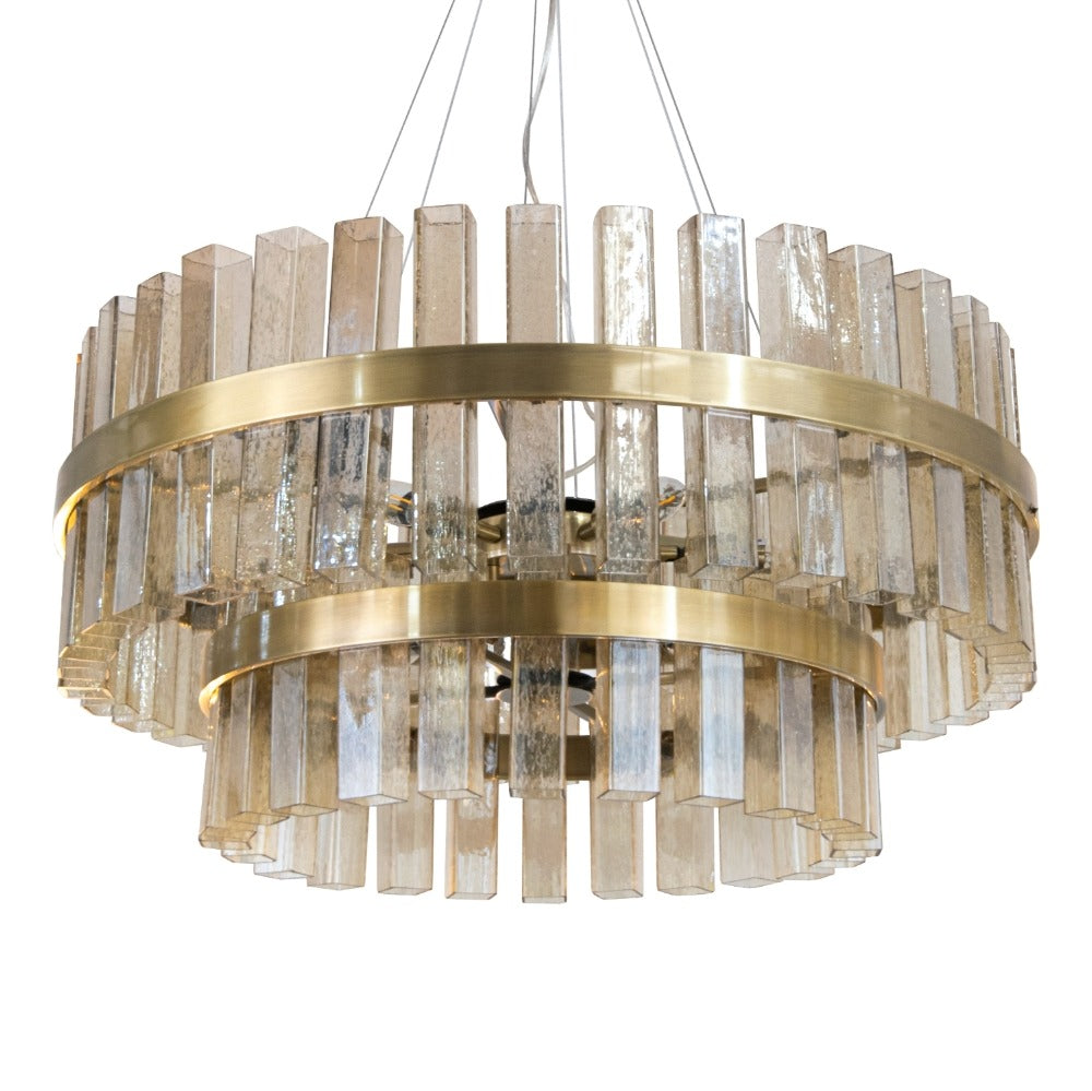 VORELLI Bellarno luxury chandelier installed in refined dining interior