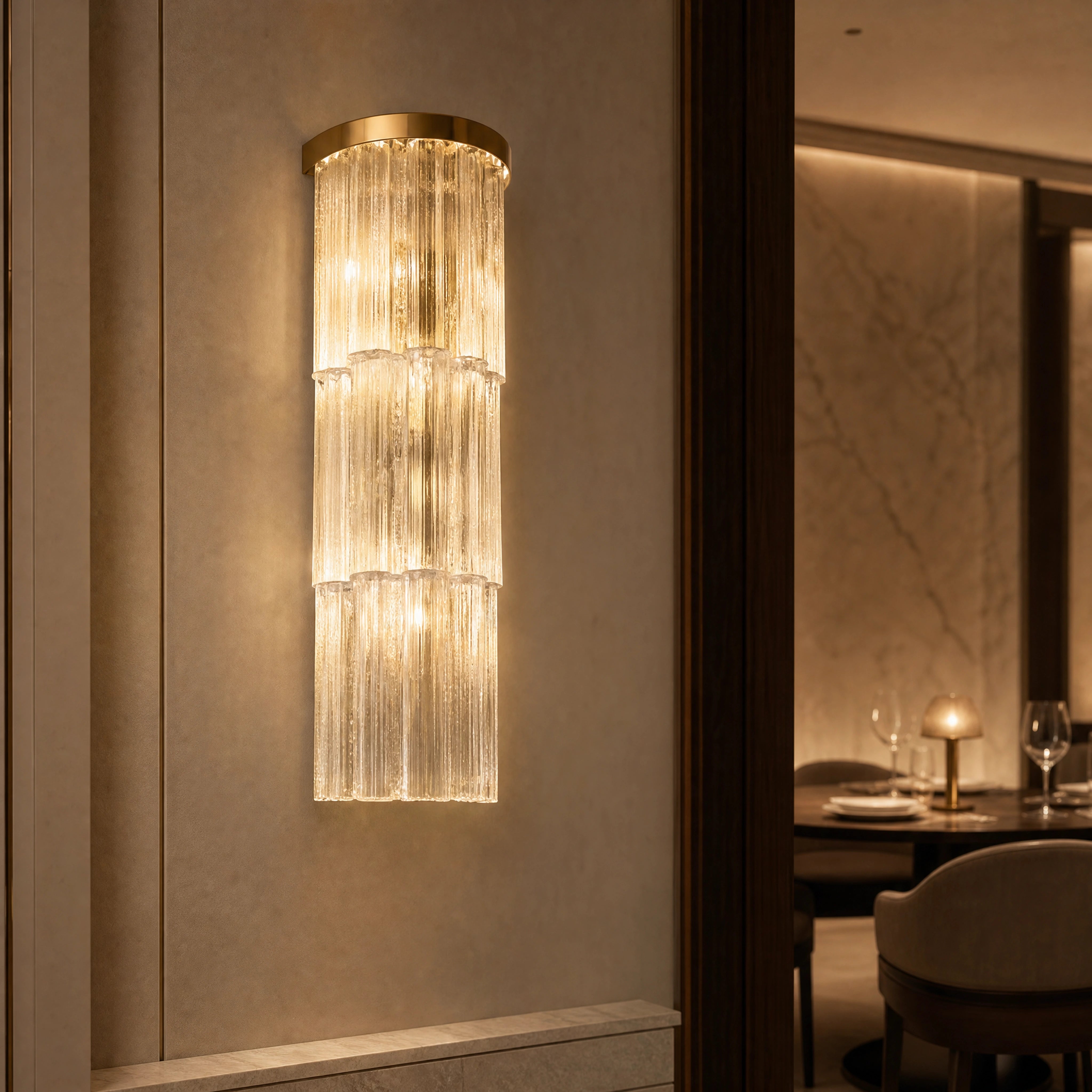 Benedetta Tronchi Murano Glass Wall Light elite hospitality private dining lifestyle image by VORELLI