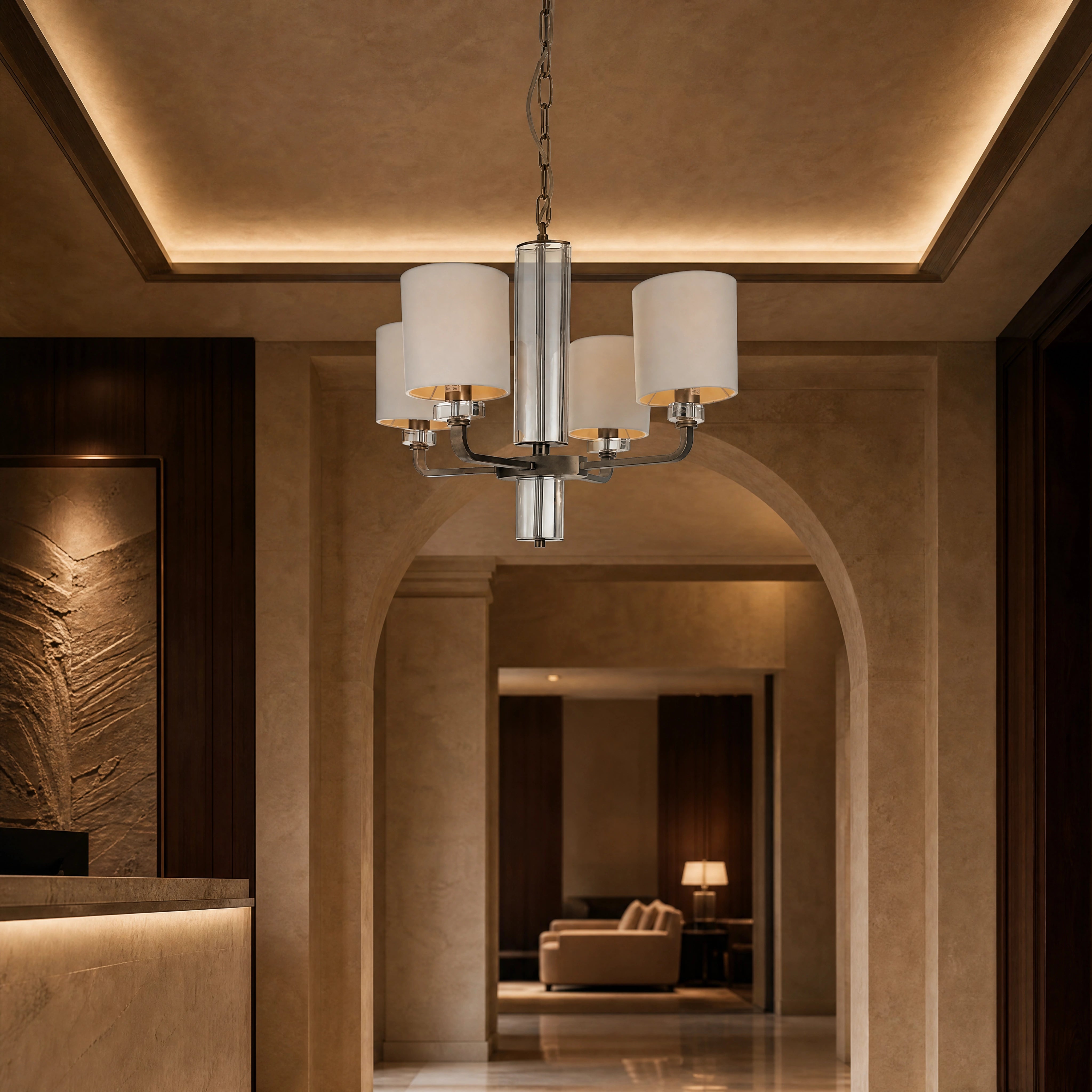 Bleano Antique Brass Contemporary Chandelier luxury hospitality interior lifestyle image by VORELLI