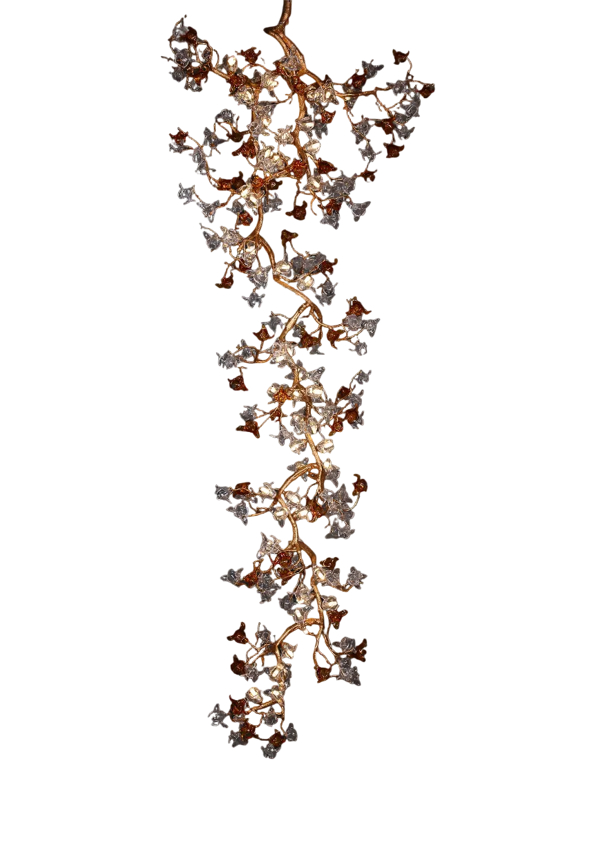 VORELLI® Bloom Linear Staircase Chandelier with cascading glass petals in an elegant vertical floral design