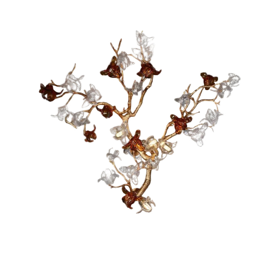 VORELLI® Bloom Wall Light with sculptural glass petals and amber accents in a floral branching design