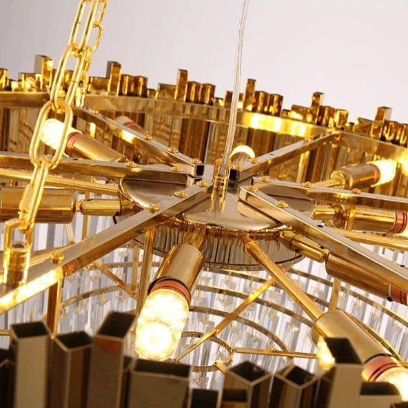 VORELLI® Boeotia Circular Chandelier craftsmanship detail with premium crystal glass