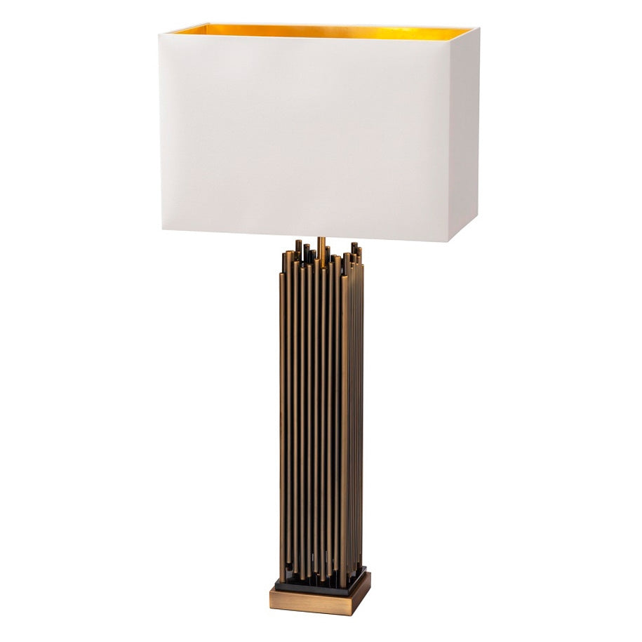 VORELLI® Bravion brass and black marble architectural table lamp