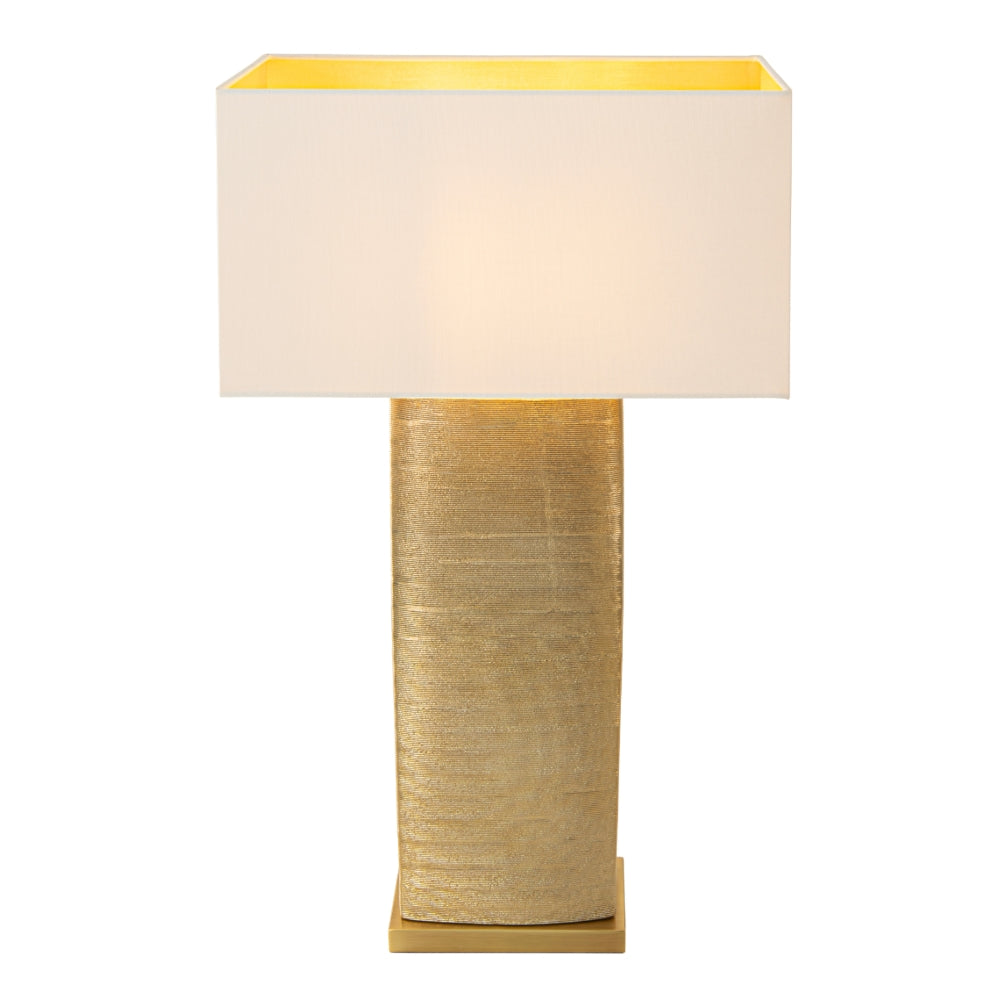 VORELLI® Caelora antique brass and ceramic table lamp with cream shade