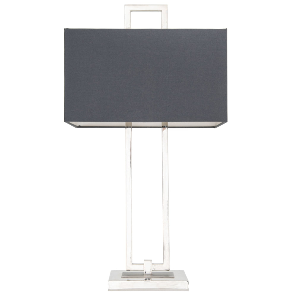 VORELLI® Calvero brushed nickel table lamp with dark rectangular shade