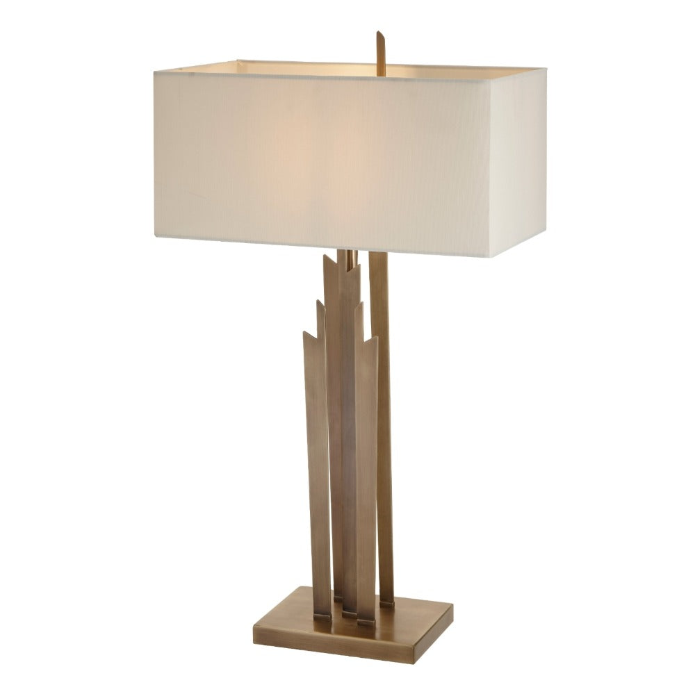 Carevo Antique Brass Skyscraper Table Lamp by VORELLI, product hero image for bedrooms, consoles and hotel suites