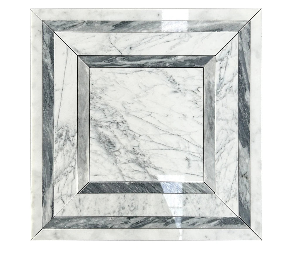 Carrara White Carrara Grey Waterjet Marble Mosaic luxury white, grey waterjet marble mosaic for premium UK interiors