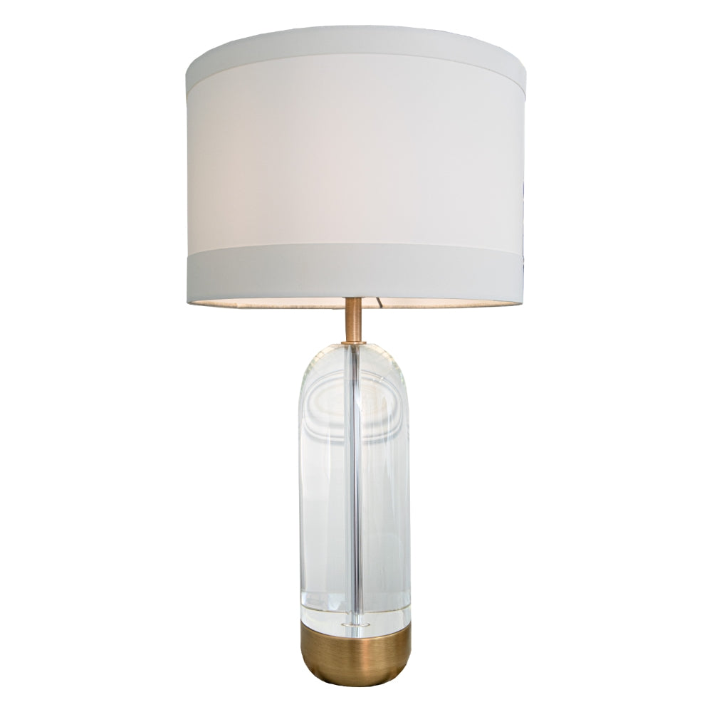 VORELLI® Cavello crystal and antique brass statement table lamp with fabric shade