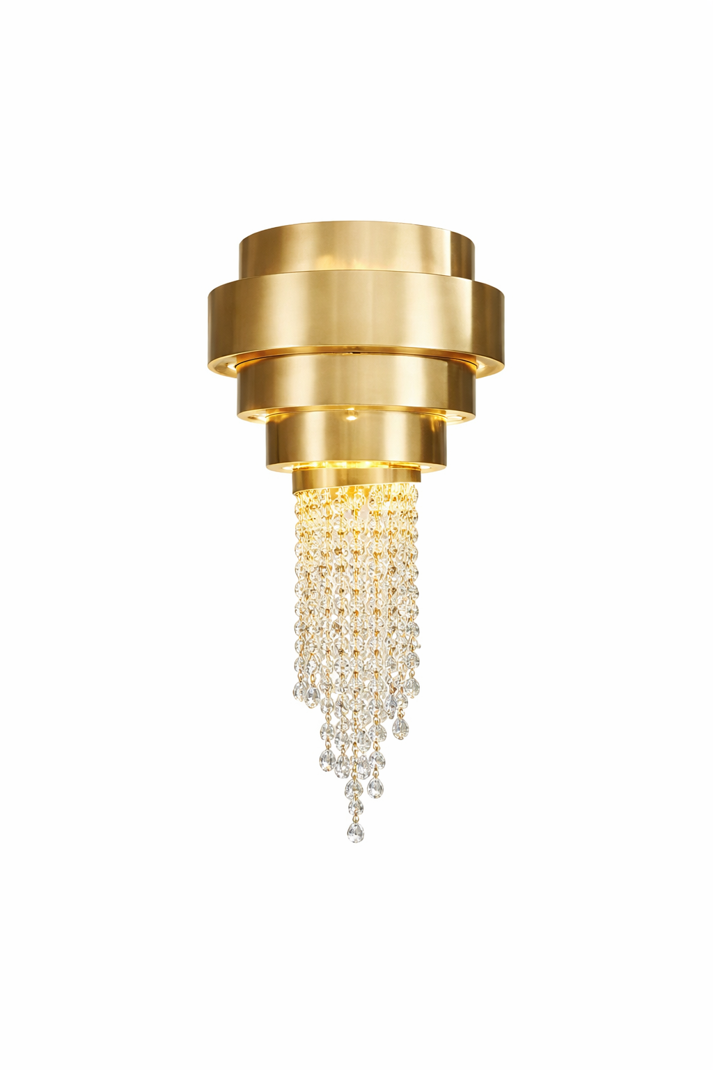 VORELLI Champs Élysées crystal wall light casting a warm, sophisticated glow, creating an opulent mood in a luxury interior.