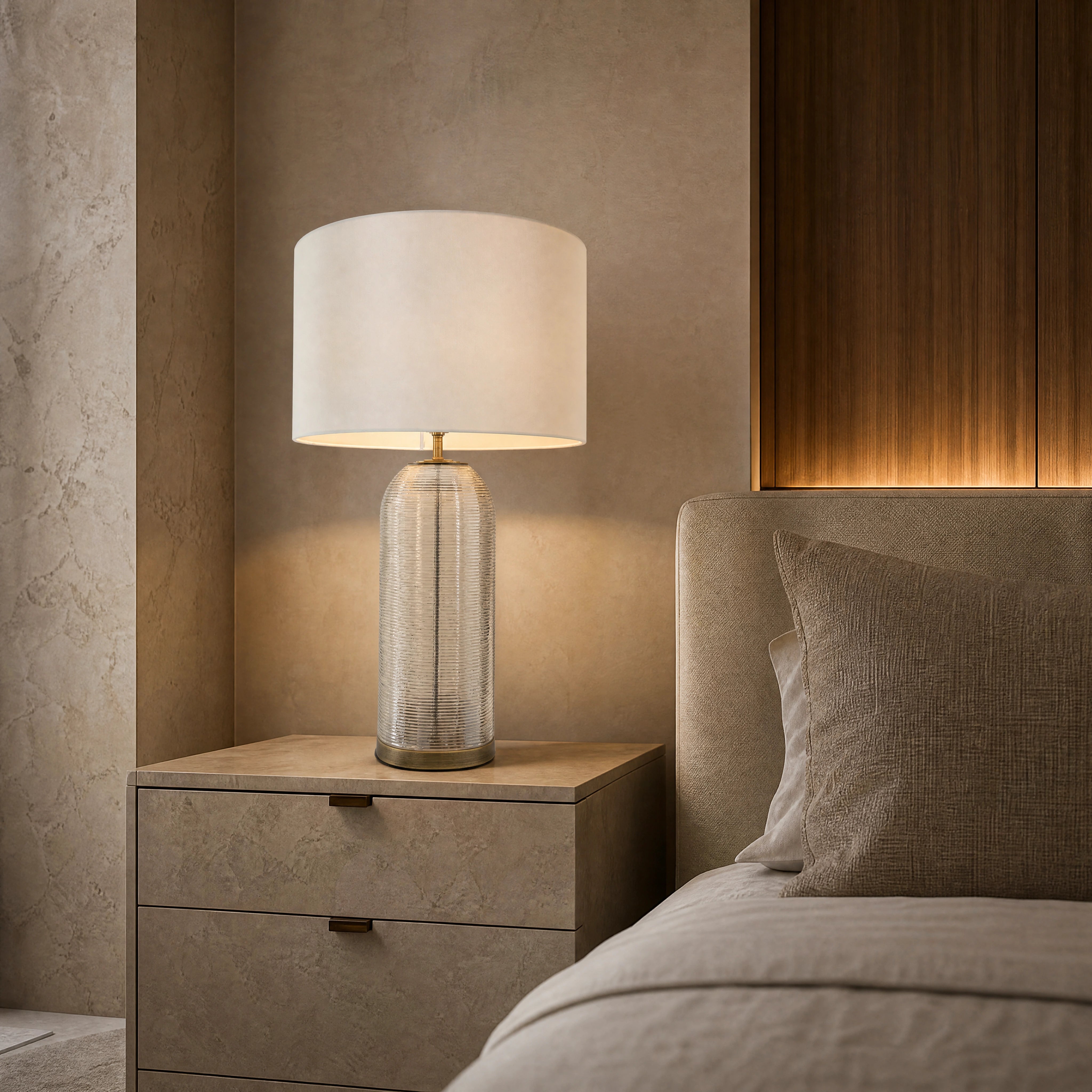 Churevo Ornate Brass Column Table Lamp UHNW private residence luxury lifestyle image by VORELLI