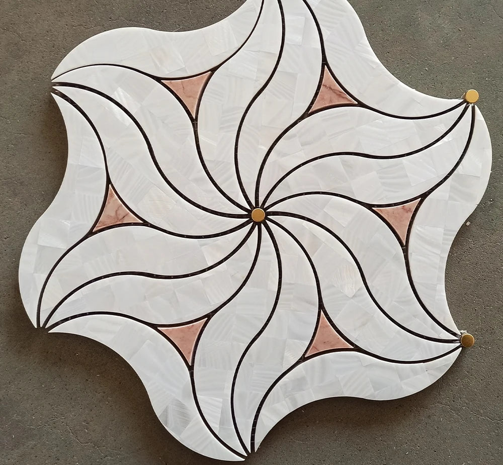 Copper Waterjet Marble Mosaic luxury gold waterjet marble mosaic for premium UK interiors