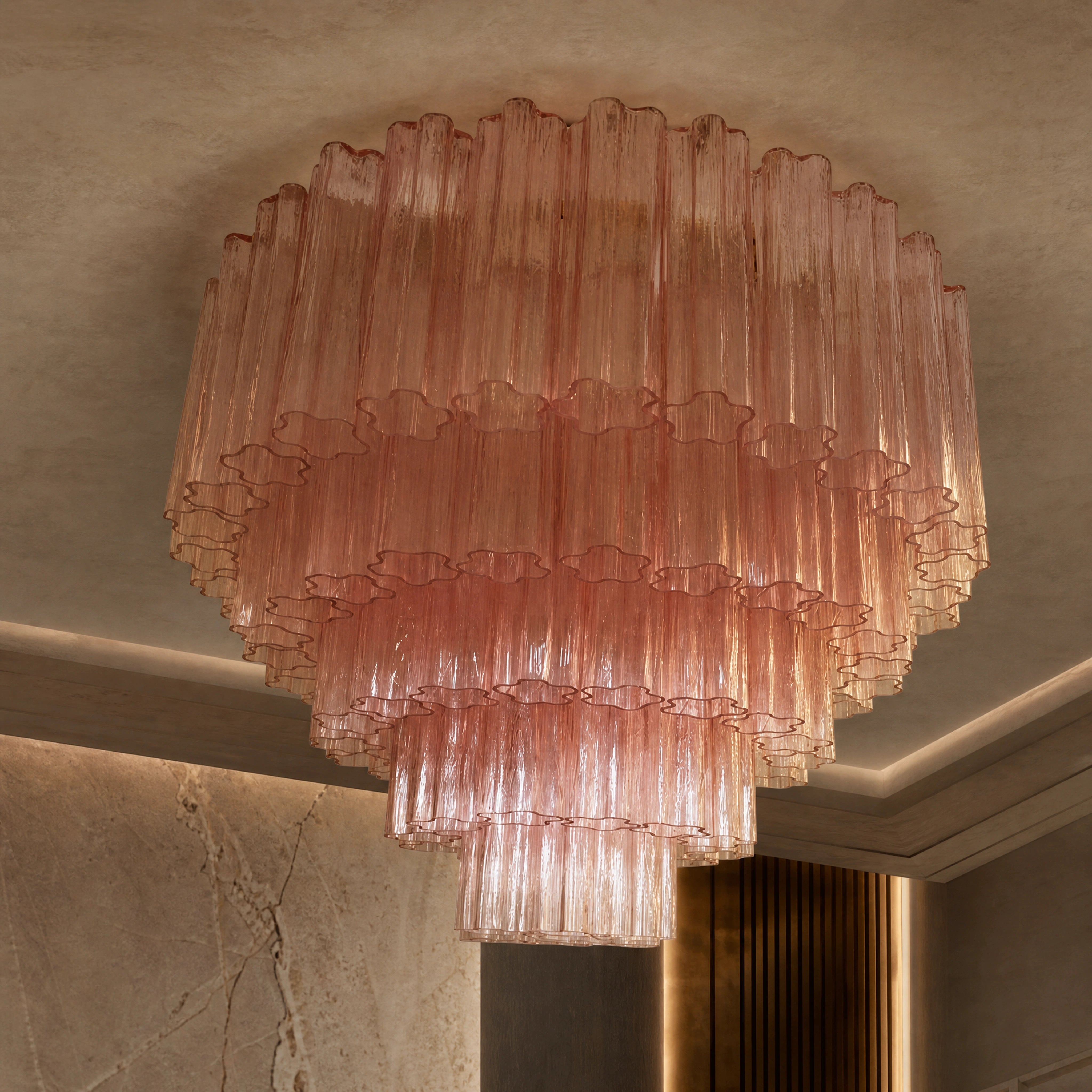 Delfina Tronchi Murano Glass Ceiling Light close-up luxury lifestyle hero image by VORELLI