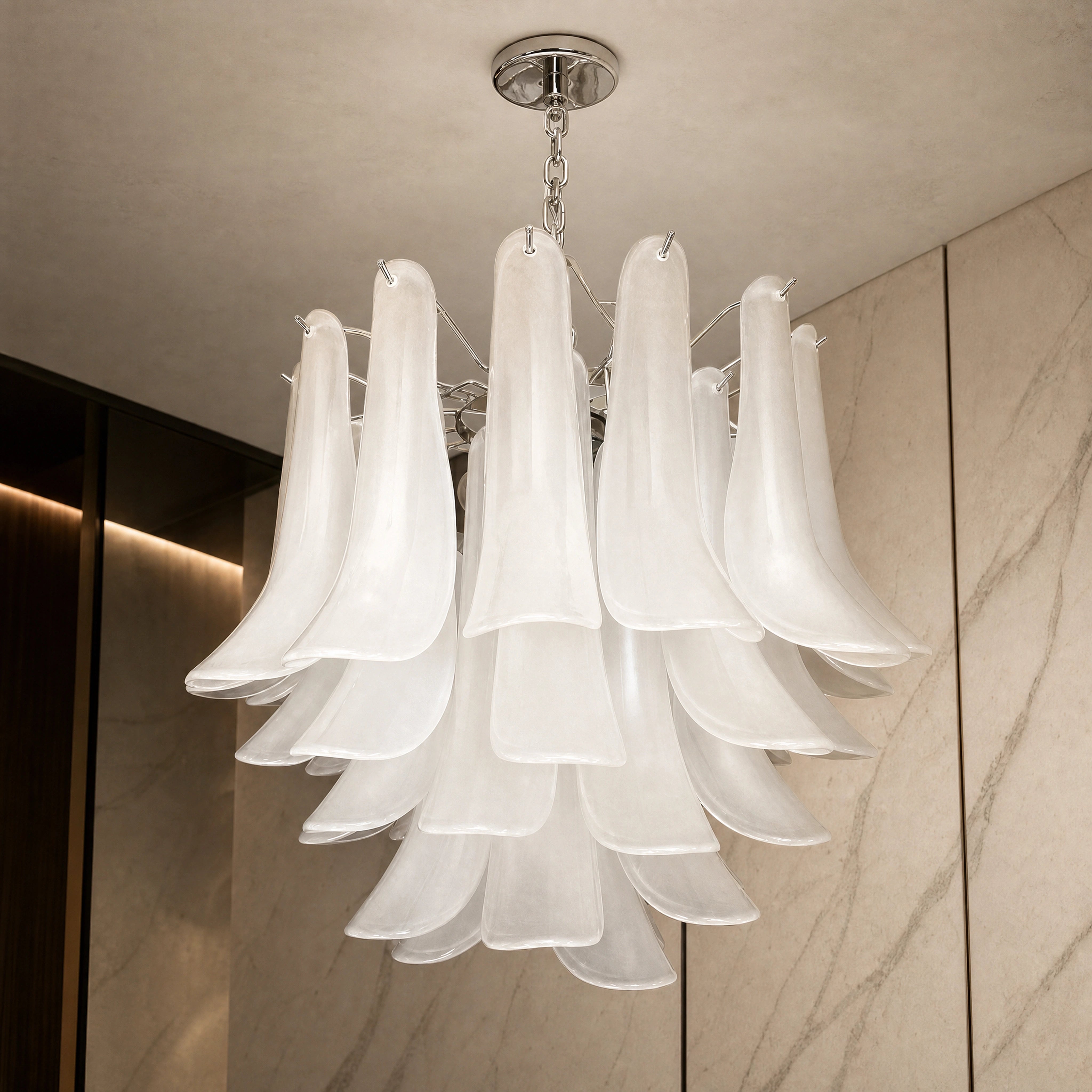 Domizia Selle Murano Glass Circular Chandelier close-up luxury lifestyle hero image by VORELLI