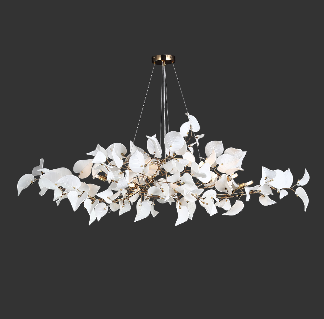 Fiorella Rectangular Chandelier by VORELLI® featuring sculptural floral elements in a refined rectangular silhouette
