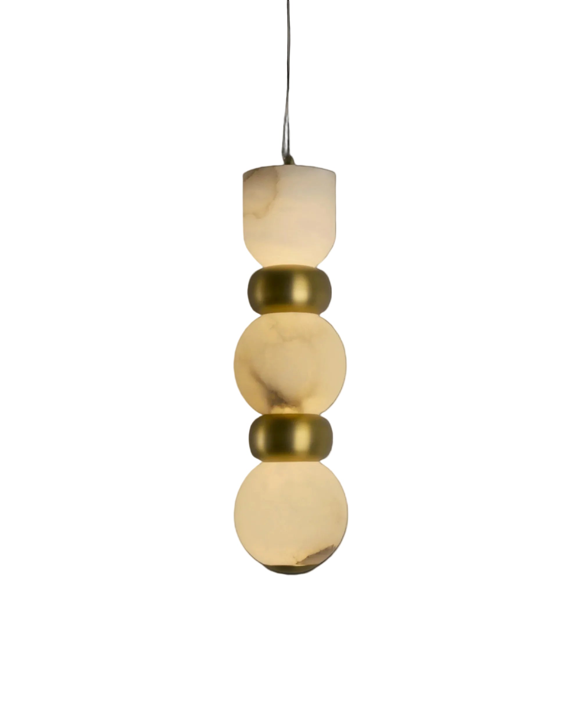 Forma marble pendant light with stacked sculptural stone elements