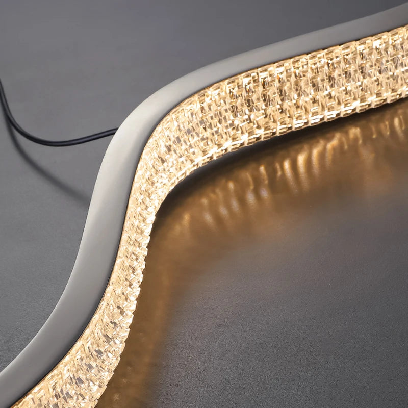 Diamond cut crystal detail on Formosa rectangular chandelier