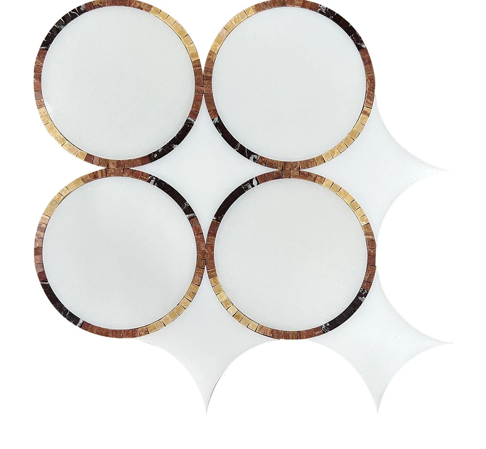 Four Circle Luxury Waterjet Marble Mosaic luxury mixed waterjet marble mosaic for premium UK interiors