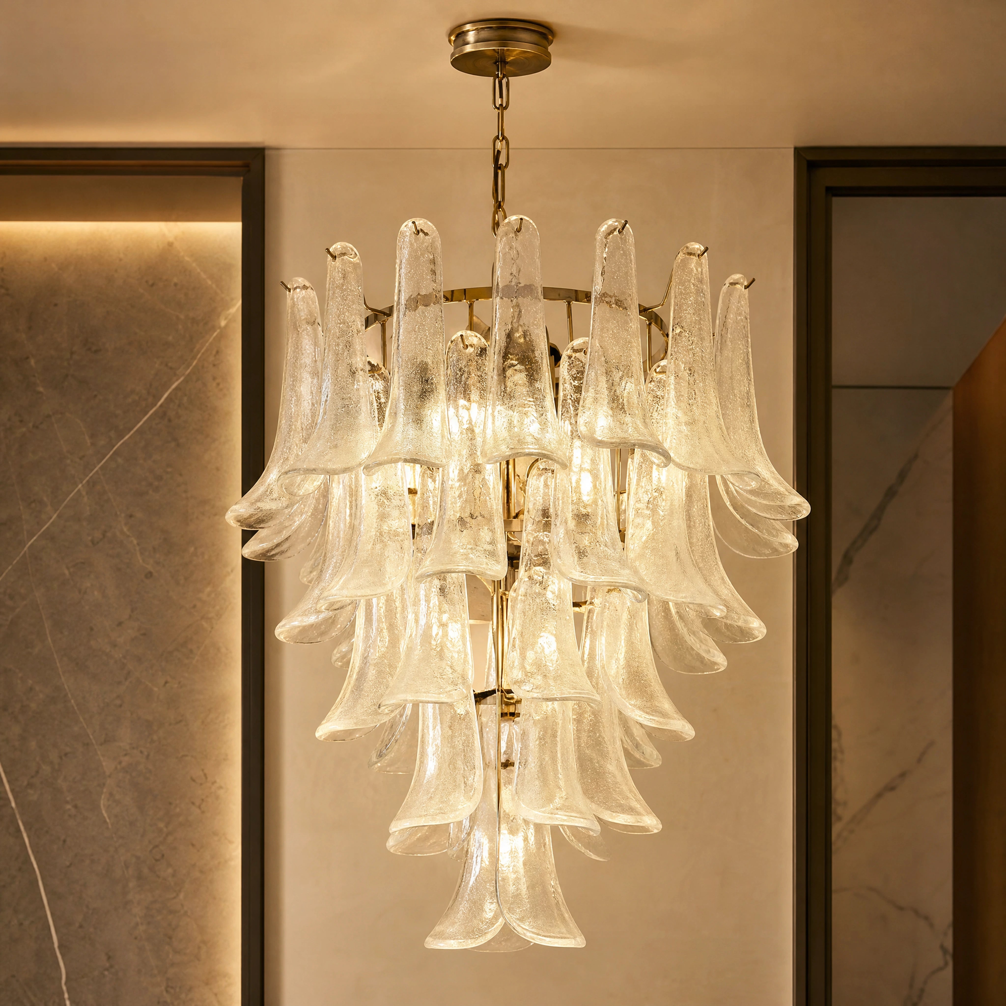 Garda Selle Murano Glass Circular Chandelier close-up luxury lifestyle hero image by VORELLI
