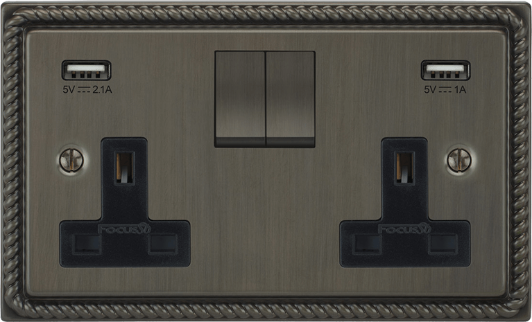 Georgian Double Socket + USB by VORELLI, product hero image for luxury residential and hospitality specifications