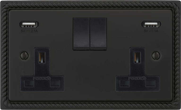 Georgian Double Socket + USB architectural switches view 7