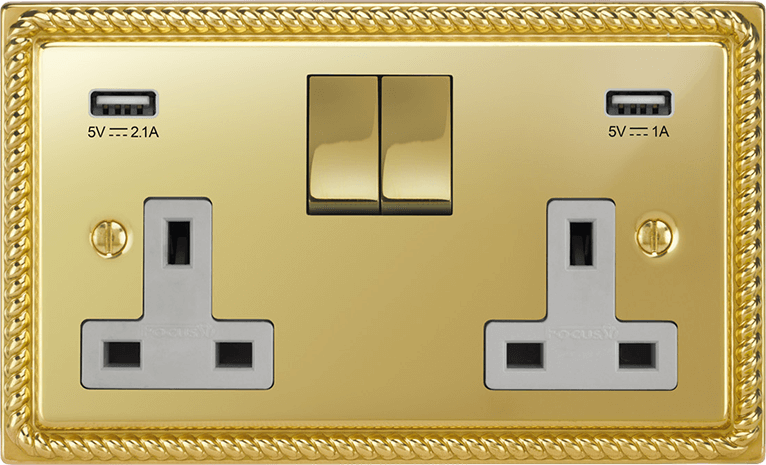 Georgian Double Socket + USB architectural switches view 9