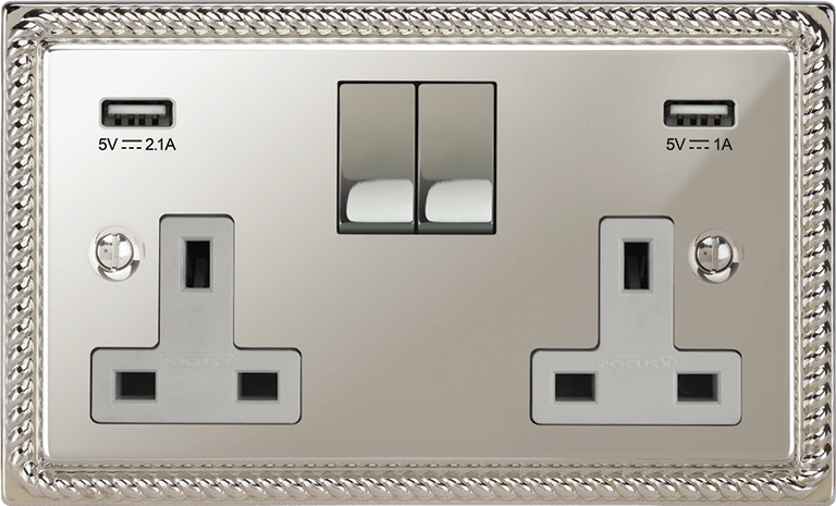 Georgian Double Socket + USB architectural switches view 11