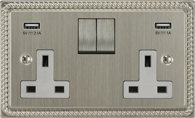 Georgian Double Socket + USB architectural switches view 14