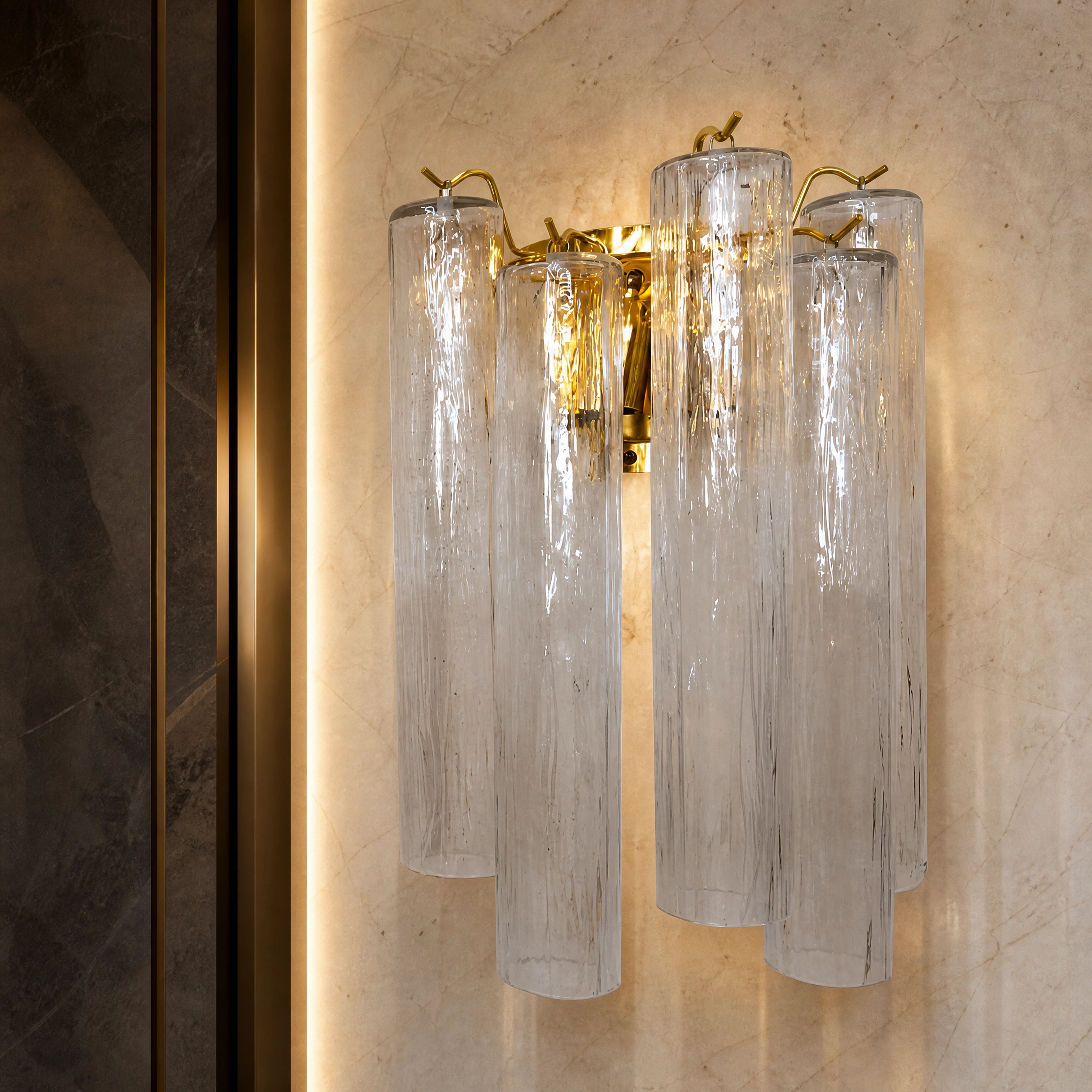 Giuliana Tronchi Murano Glass Wall Light close-up luxury lifestyle hero image by VORELLI
