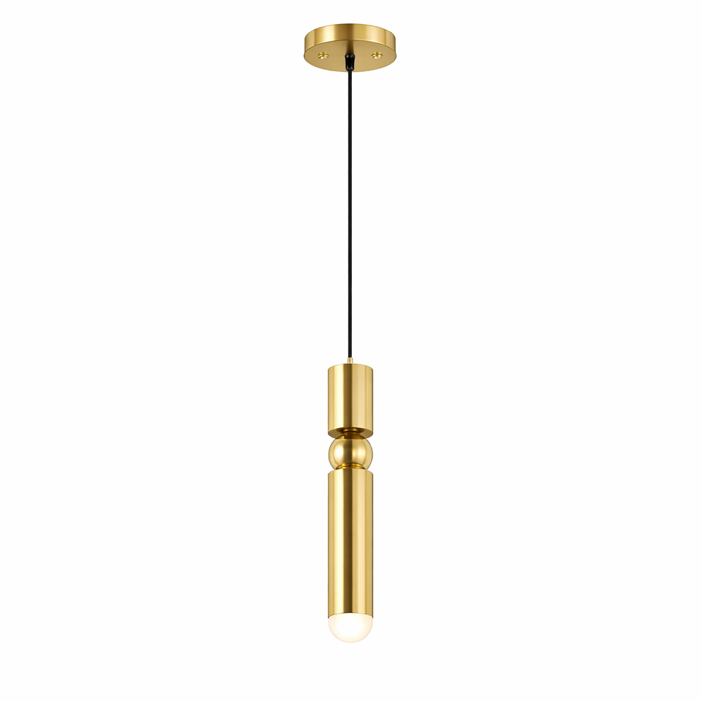 VORELLI Gombe luxury modern pendant lamp casting a warm, sophisticated glow in a beautifully curated interior space.