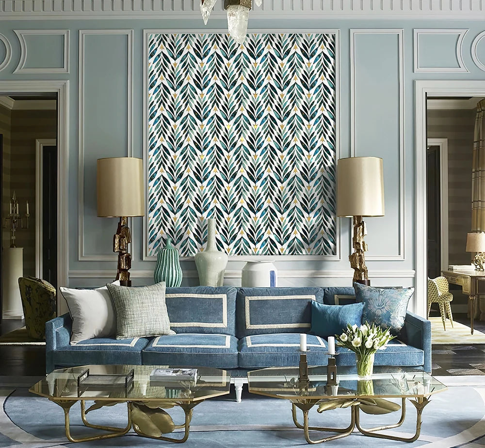 Gradient Leaf Waterjet Marble Mosaic luxury mixed waterjet marble mosaic for premium UK interiors