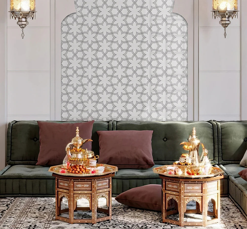 Hexagons Six Petal Flowers Waterjet Marble Mosaic luxury mixed waterjet marble mosaic for premium UK interiors