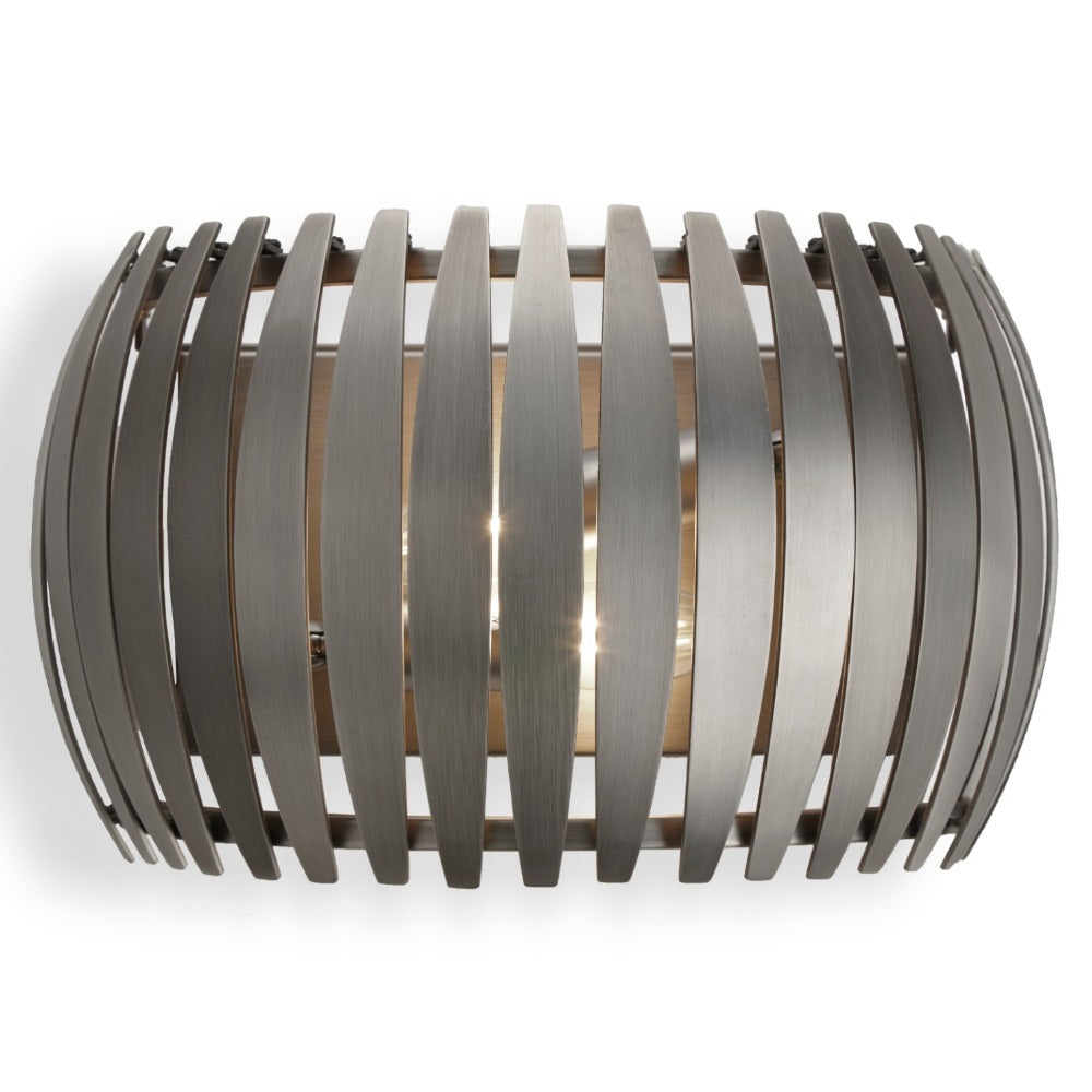 VORELLI® Kairo brushed gunmetal metal wall light with slatted design