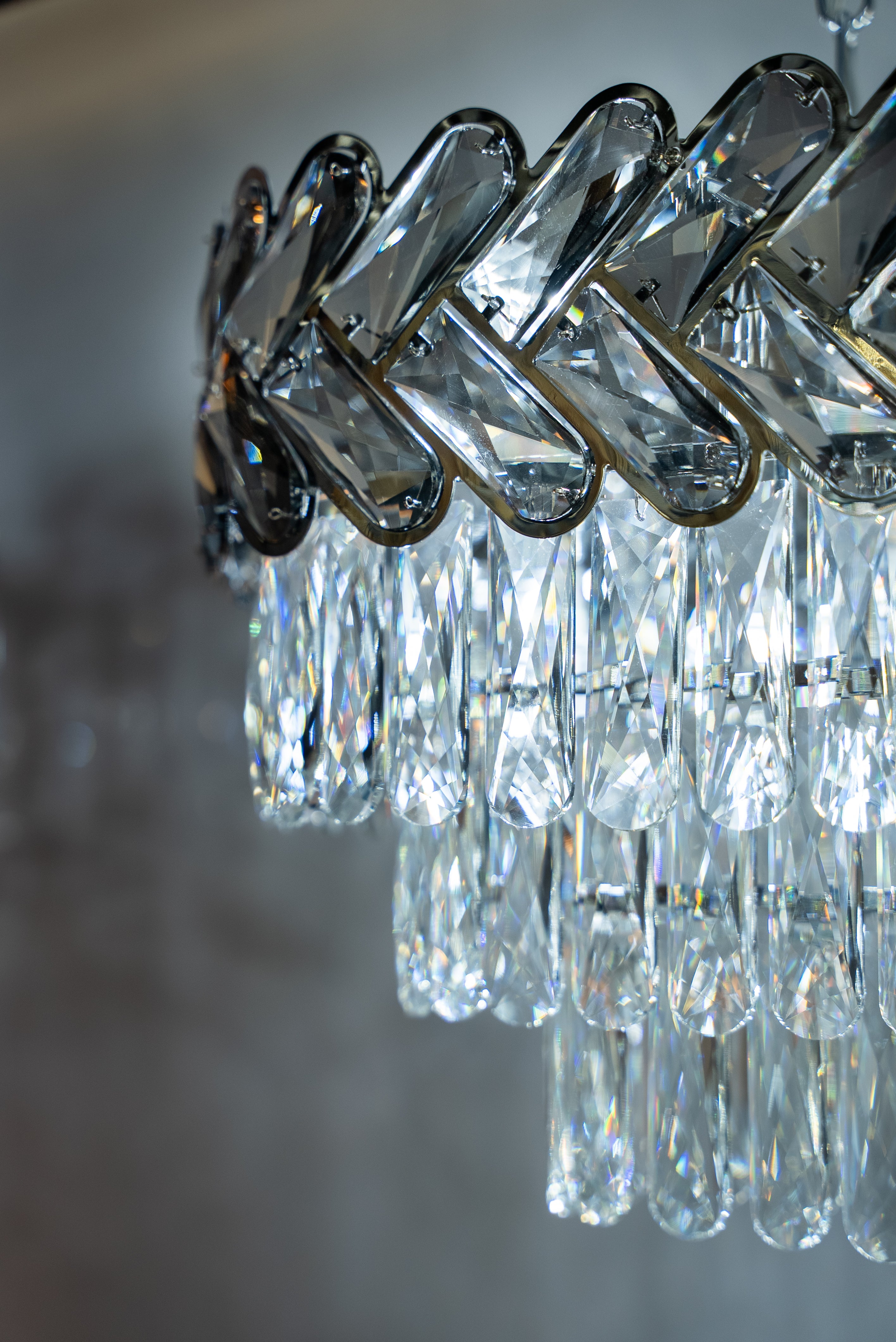 Designer rectangular crystal chandelier by VORELLI® for luxury UK homes and interiors