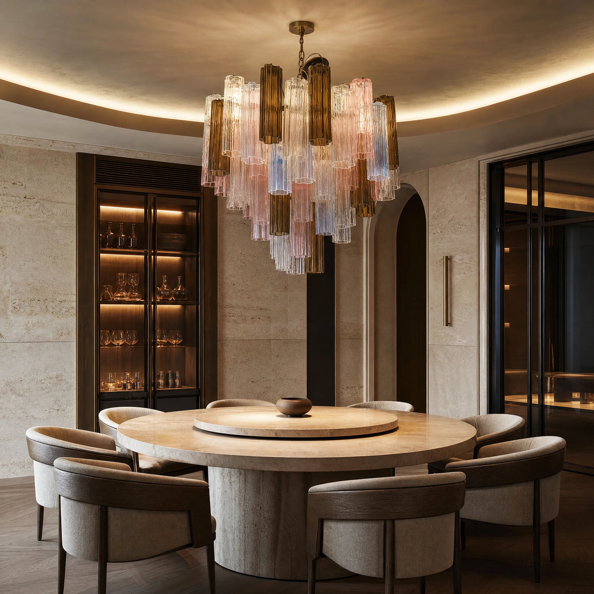 Leonora Tronchi Murano Glass Circular Chandelier luxury hospitality interior lifestyle image by VORELLI