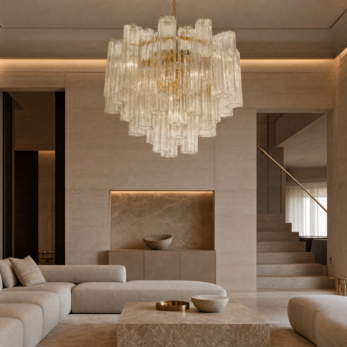 Letizia Tronchi Murano Glass Circular Chandelier UHNW private residence luxury lifestyle image by VORELLI