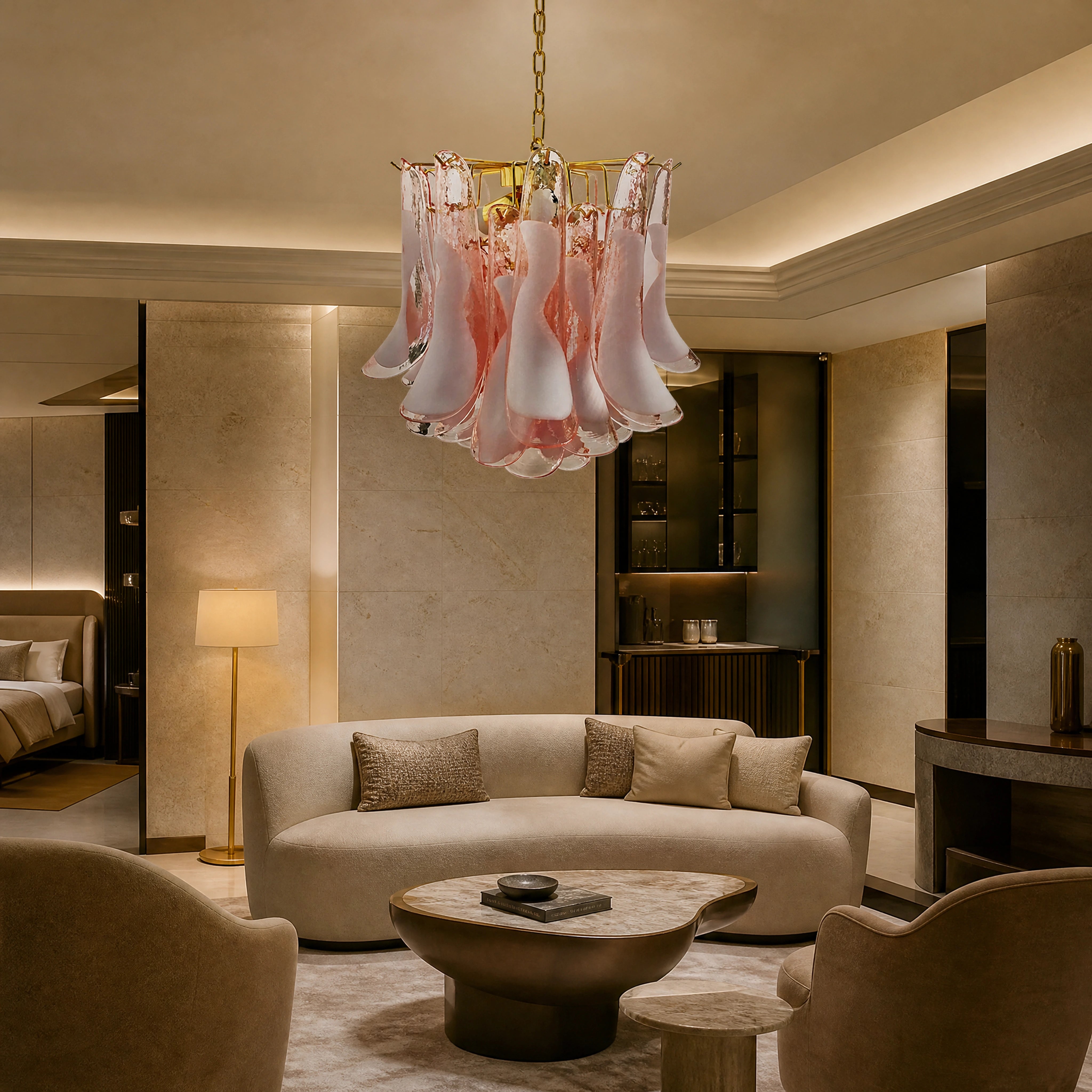 Fulvia Selle Murano Glass Circular Chandelier luxury hospitality interior lifestyle image by VORELLI